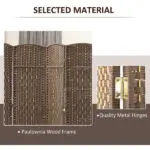 Folding Room Divider Screen 4 Panel 6' Tall Privacy Screen Freestanding Wood Partition for Home Office, Brown - Image 6
