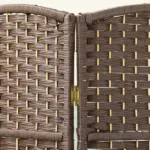 Folding Room Divider Screen 4 Panel 6' Tall Privacy Screen Freestanding Wood Partition for Home Office, Brown - Image 7