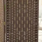 Folding Room Divider Screen 4 Panel 6' Tall Privacy Screen Freestanding Wood Partition for Home Office, Brown - Image 8