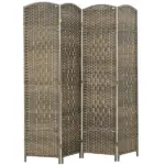 HOMCOM Folding Room Divider Screen 4 Panel 6' Tall Privacy Screen Freestanding Wood Partition for Home Office, Dark Rustic Oak - Image 11