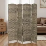 HOMCOM Folding Room Divider Screen 4 Panel 6' Tall Privacy Screen Freestanding Wood Partition for Home Office, Dark Rustic Oak - Image 9