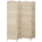 HOMCOM Folding Room Divider Screen 4 Panel 6' Tall Privacy Screen Freestanding Wood Partition for Home Office, Washed Oak - Image 11