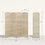 HOMCOM Folding Room Divider Screen 4 Panel 6' Tall Privacy Screen Freestanding Wood Partition for Home Office, Washed Oak - Image 3