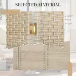 HOMCOM Folding Room Divider Screen 4 Panel 6' Tall Privacy Screen Freestanding Wood Partition for Home Office, Washed Oak - Image 6