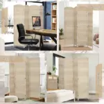HOMCOM Folding Room Divider Screen 4 Panel 6' Tall Privacy Screen Freestanding Wood Partition for Home Office, Washed Oak - Image 7