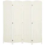 HOMCOM Folding Room Divider Screen 4 Panel 6' Tall Privacy Screen Freestanding Wood Partition for Home Office, White