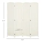 HOMCOM Folding Room Divider Screen 4 Panel 6' Tall Privacy Screen Freestanding Wood Partition for Home Office, White - Image 3
