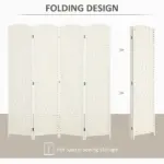 HOMCOM Folding Room Divider Screen 4 Panel 6' Tall Privacy Screen Freestanding Wood Partition for Home Office, White - Image 4