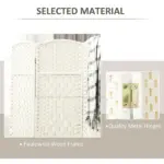 HOMCOM Folding Room Divider Screen 4 Panel 6' Tall Privacy Screen Freestanding Wood Partition for Home Office, White - Image 6