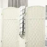 HOMCOM Folding Room Divider Screen 4 Panel 6' Tall Privacy Screen Freestanding Wood Partition for Home Office, White - Image 7