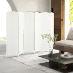 HOMCOM Folding Room Divider Screen 6 Panel 5.6 ' Tall Privacy Screen Freestanding Room Partition for Home Office, White - Image 2