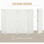 HOMCOM Folding Room Divider Screen 6 Panel 5.6 ' Tall Privacy Screen Freestanding Room Partition for Home Office, White - Image 5