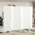 HOMCOM Folding Room Divider Screen 6 Panel 5.6 ' Tall Privacy Screen Freestanding Room Partition for Home Office, White - Image 7