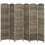 HOMCOM Folding Room Divider Screen 6 Panel 6' Tall Privacy Screen Freestanding Wood Partition for Home Office, Dark Rustic Oak