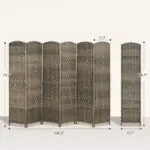 HOMCOM Folding Room Divider Screen 6 Panel 6' Tall Privacy Screen Freestanding Wood Partition for Home Office, Dark Rustic Oak - Image 3
