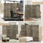 HOMCOM Folding Room Divider Screen 6 Panel 6' Tall Privacy Screen Freestanding Wood Partition for Home Office, Dark Rustic Oak - Image 7