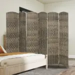 HOMCOM Folding Room Divider Screen 6 Panel 6' Tall Privacy Screen Freestanding Wood Partition for Home Office, Dark Rustic Oak - Image 8
