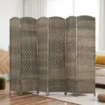 HOMCOM Folding Room Divider Screen 6 Panel 6' Tall Privacy Screen Freestanding Wood Partition for Home Office, Dark Rustic Oak - Image 10