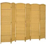 Folding Room Divider Screen 6 Panel 6' Tall Privacy Screen Freestanding Wood Partition for Home Office, Nature Wood - Image 11