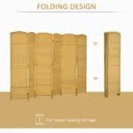 Folding Room Divider Screen 6 Panel 6' Tall Privacy Screen Freestanding Wood Partition for Home Office, Nature Wood - Image 4