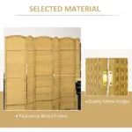 Folding Room Divider Screen 6 Panel 6' Tall Privacy Screen Freestanding Wood Partition for Home Office, Nature Wood - Image 6
