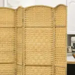 Folding Room Divider Screen 6 Panel 6' Tall Privacy Screen Freestanding Wood Partition for Home Office, Nature Wood - Image 8