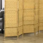Folding Room Divider Screen 6 Panel 6' Tall Privacy Screen Freestanding Wood Partition for Home Office, Nature Wood - Image 9
