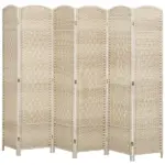 Folding Room Divider Screen 6 Panel 6' Tall Privacy Screen Freestanding Wood Partition for Home Office, Washed Oak