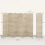 Folding Room Divider Screen 6 Panel 6' Tall Privacy Screen Freestanding Wood Partition for Home Office, Washed Oak - Image 3