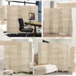 Folding Room Divider Screen 6 Panel 6' Tall Privacy Screen Freestanding Wood Partition for Home Office, Washed Oak - Image 7