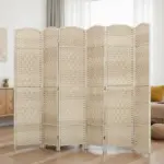 Folding Room Divider Screen 6 Panel 6' Tall Privacy Screen Freestanding Wood Partition for Home Office, Washed Oak - Image 10