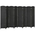 HOMCOM Folding Room Divider Screen 8 Panel 5.6 Ft Tall Privacy Screen Freestanding Room Partition for Home Office Black - Image 11
