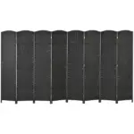 HOMCOM Folding Room Divider Screen 8 Panel 5.6 Ft Tall Privacy Screen Freestanding Room Partition for Home Office Black