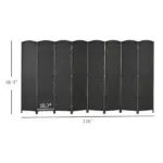 HOMCOM Folding Room Divider Screen 8 Panel 5.6 Ft Tall Privacy Screen Freestanding Room Partition for Home Office Black - Image 3