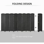 HOMCOM Folding Room Divider Screen 8 Panel 5.6 Ft Tall Privacy Screen Freestanding Room Partition for Home Office Black - Image 5