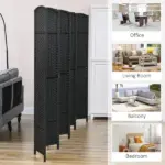 HOMCOM Folding Room Divider Screen 8 Panel 5.6 Ft Tall Privacy Screen Freestanding Room Partition for Home Office Black - Image 7