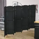 HOMCOM Folding Room Divider Screen 8 Panel 5.6 Ft Tall Privacy Screen Freestanding Room Partition for Home Office Black - Image 10