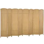 HOMCOM Folding Room Divider Screen 8 Panel 5.6 ft Tall Privacy Screen Freestanding Room Partition for Home Office, Nature Wood - Image 11