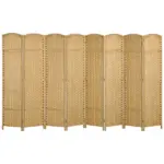 HOMCOM Folding Room Divider Screen 8 Panel 5.6 ft Tall Privacy Screen Freestanding Room Partition for Home Office, Nature Wood