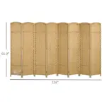 HOMCOM Folding Room Divider Screen 8 Panel 5.6 ft Tall Privacy Screen Freestanding Room Partition for Home Office, Nature Wood - Image 3