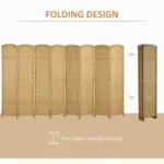 HOMCOM Folding Room Divider Screen 8 Panel 5.6 ft Tall Privacy Screen Freestanding Room Partition for Home Office, Nature Wood - Image 5
