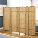 HOMCOM Folding Room Divider Screen 8 Panel 5.6 ft Tall Privacy Screen Freestanding Room Partition for Home Office, Nature Wood - Image 10