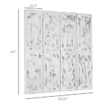 Folding Screen Divider 55 Rustic White Room Partition for Bedroom Office Privacy - Image 3