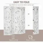 Folding Screen Divider 55 Rustic White Room Partition for Bedroom Office Privacy - Image 4