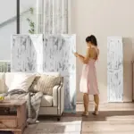 Folding Screen Divider 55 Rustic White Room Partition for Bedroom Office Privacy - Image 7