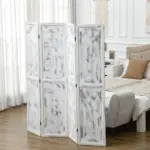 Folding Screen Divider 55 Rustic White Room Partition for Bedroom Office Privacy - Image 8