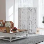 Folding Screen Divider 55 Rustic White Room Partition for Bedroom Office Privacy - Image 9