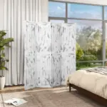Folding Screen Divider 55 Rustic White Room Partition for Bedroom Office Privacy - Image 10