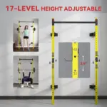 Folding Squat Rack with Pull Up Bar, Wall Mounted and Adjustable, 1000 Pounds Capacity Power Rack, Yellow - Image 5