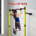 Folding Squat Rack with Pull Up Bar, Wall Mounted and Adjustable, 1000 Pounds Capacity Power Rack, Yellow - Image 6